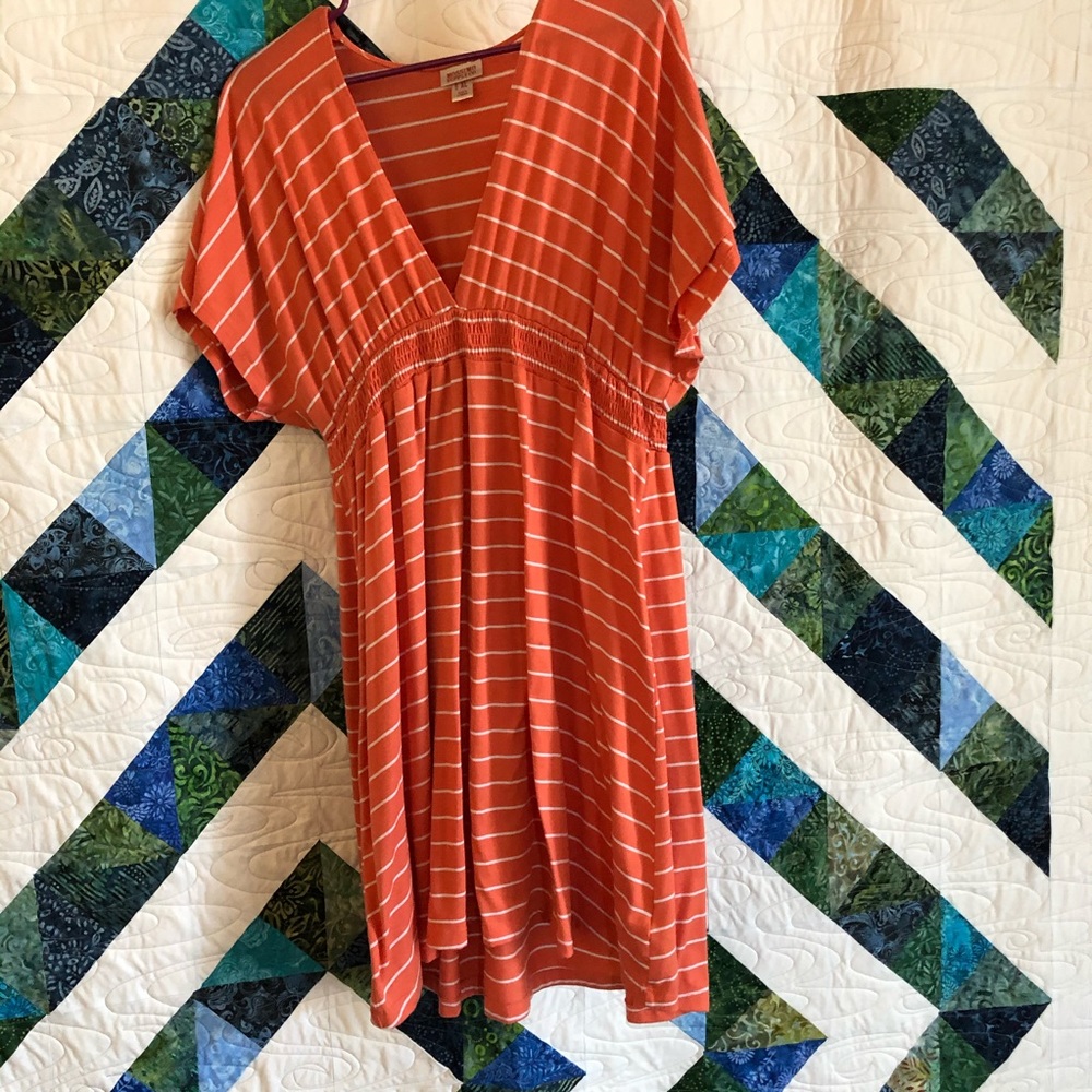 Mossimo Supply Co white/orange striped dress